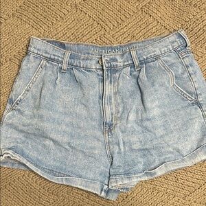 American Eagle Outfitters Faded Light Blue High-Rise Denim Shorts